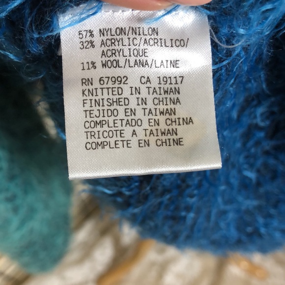 Sigrid Olsen Sport Cardigan Sweater Eyelash Blues & Greens Sz L Raglan Sleeves - Picture 5 of 12